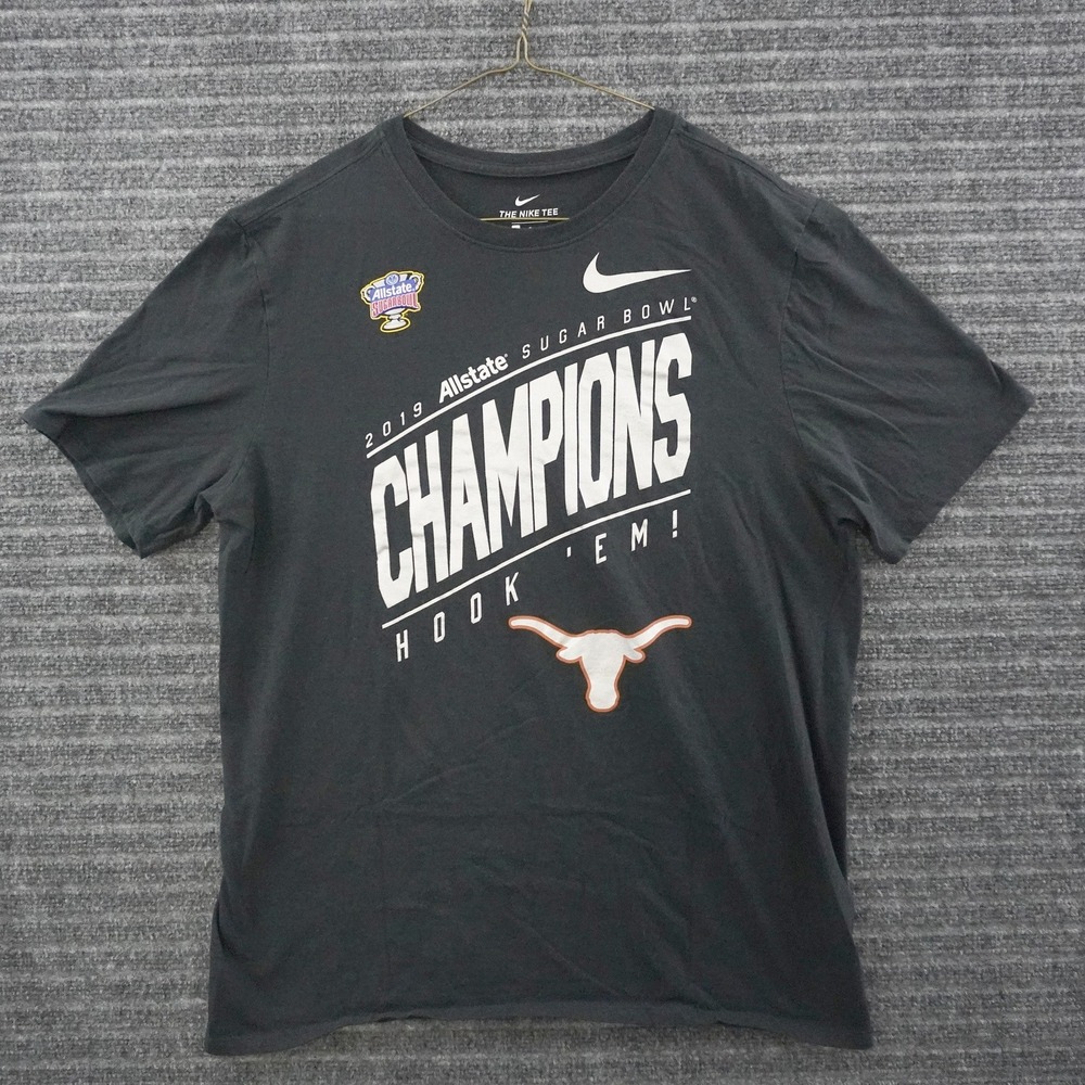 Nike Texas Longhorns T-Shirt Mens L Black 2019 Sugar Bowl Champions Hook 'Em